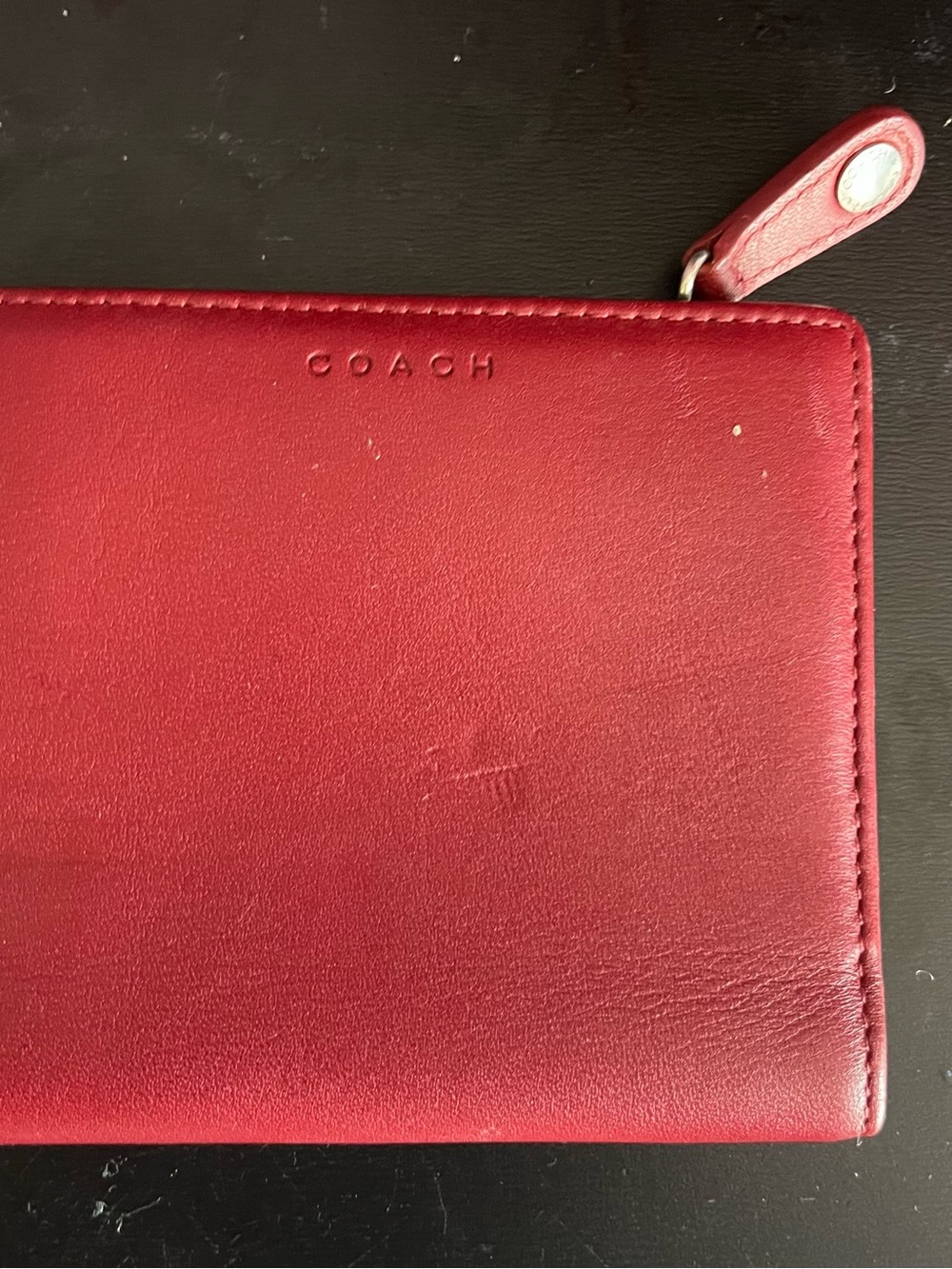 Coach Red Leather Zip Wristlet with Strap